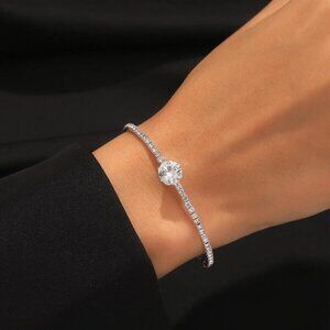 Sterling Silver 925 Moissanite Solitaire Bracelet
